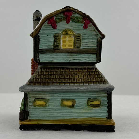 Vintage Lighted Christmas Village Store Flowers Fruits Ceramic Wreath Small 4.5" - Picture 14 of 15